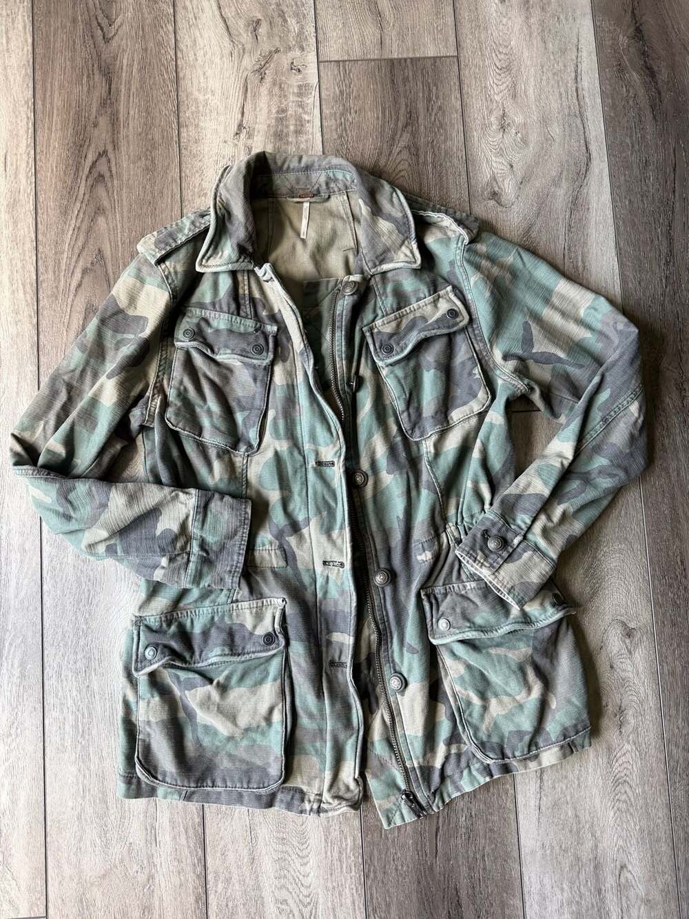 Free People Not Your Brothers Camo Military Field Jacket Size S